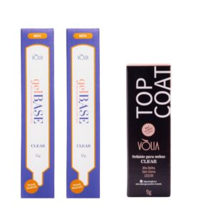 Kit Volia 2 Sachês Gel Base 12g Top Coat Selante Sem Goma 9g