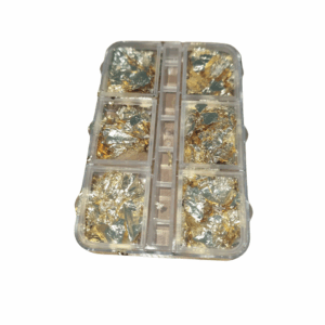 Folha de Ouro Estojo com 6 Cápsulas para Decoração de Unhas