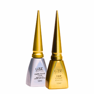 Top Coat Nude pink e Capa Base Kit Uze Nails