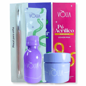 Kit Acrílico Vólia Sachê Monomer Pincel e frascos