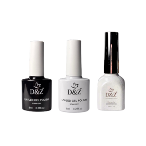 Kit Esmalte em Gel Preto Branco e Renda D&Z