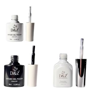 Kit Esmalte em Gel Preto Branco e Renda D&Z
