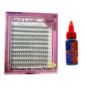 Kit Cílios Tufinho Real Love Sem Nó 20P Mix 0.10D e Cola Salon Pro 30