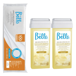 2 Cera Depil Bella Roll on E 100 Lenços Com Textura
