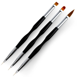 Kit 3 Pincéis 2 Pontas Unhas Gel Acrigel Decoração