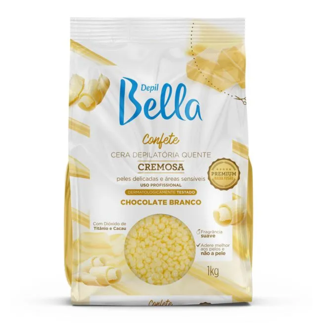 Cera Confete Chocolate Branco Vegana Depil Bella 1kg - Imagem 3