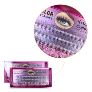 Kit Cílios Knot-Free 10P 12mm 0.07D E 20P 12mm 0.10D E Cola