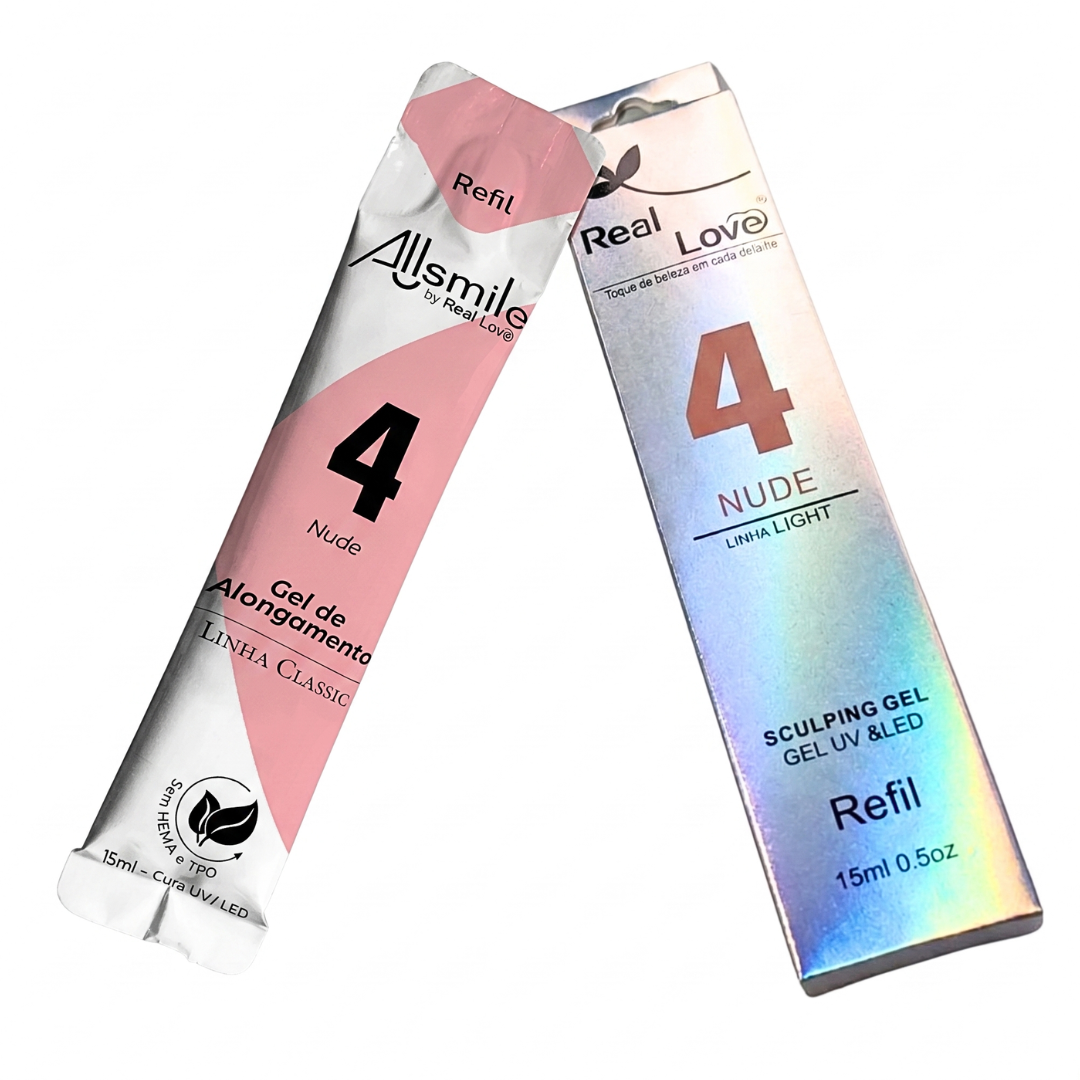 Kit Sachês Base em Gel Top Coat E 2 Géis Nude 4 Real Love - Imagem 2