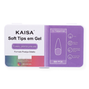 Soft Tips em Gel 500un Formato Postiça Stiletto Kaisa