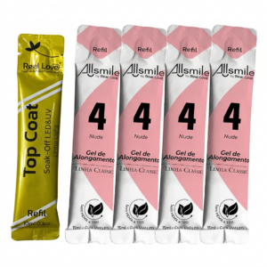 Kit Real Love 4 Sachês Gel Nude 4 E Top Coat Linha Light
