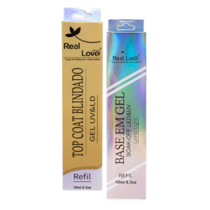 Kit Sachê Base Em Gel e Top Coat Blindado Real Love