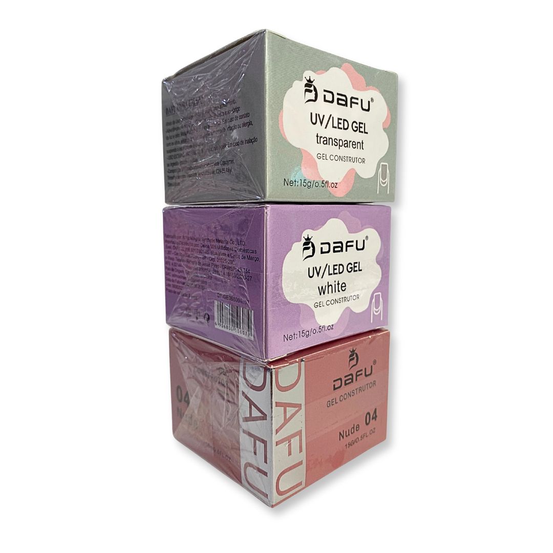 Kit Géis Construtores 3un Transparent, White e Nude 04 Dafu - Imagem 2