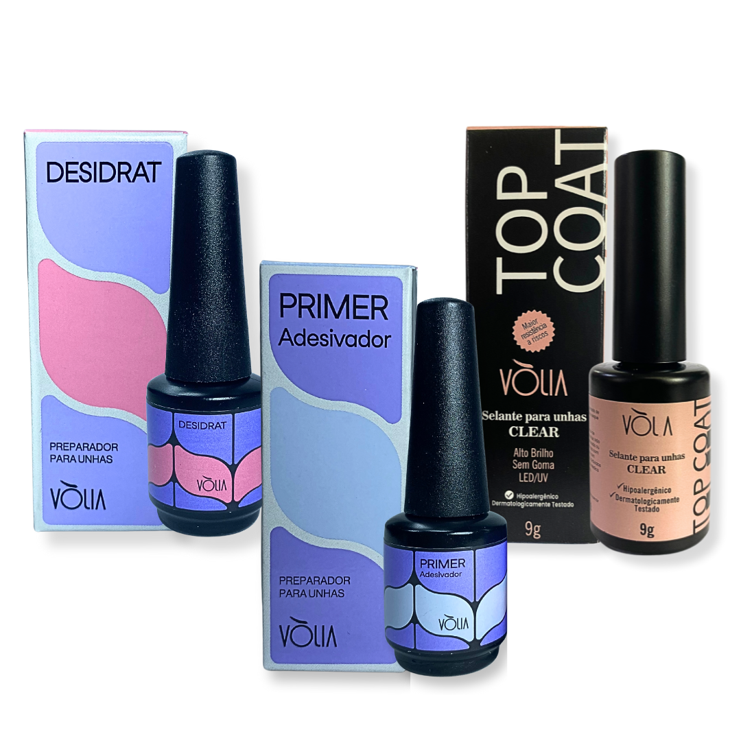 Kit Preparadores Volia Primer Desidratador e Top Coat