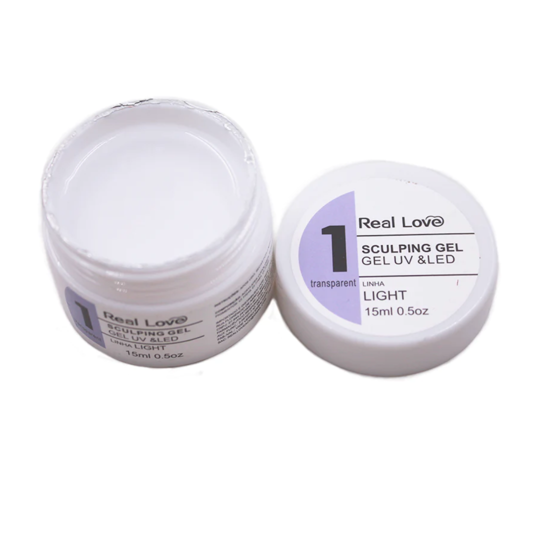 Kit Com 3 Géis Real Love 15ml Branco Transparente Pink nude - Imagem 3