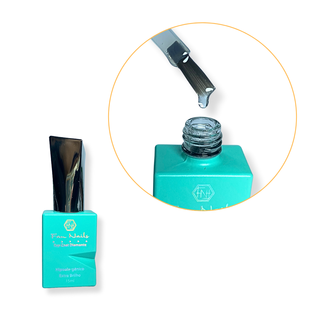 Top Coat Selante Diamante 15ml Fan Nails Hipoalergênico - Imagem 2