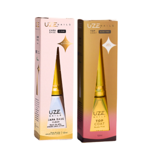 Top Coat Nude pink e Capa Base Kit Uze Nails