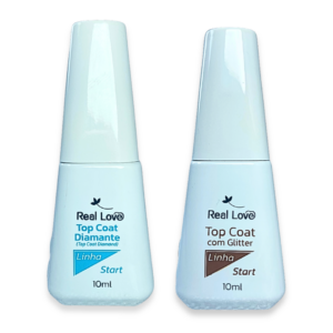 Kit 2 Top Coat Diamond e Glitter 10ml Real Love