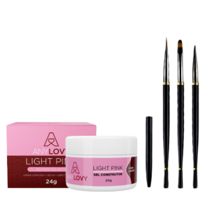 Kit Gel Light Pink Anylovy e Kit Com 3 Pinceis