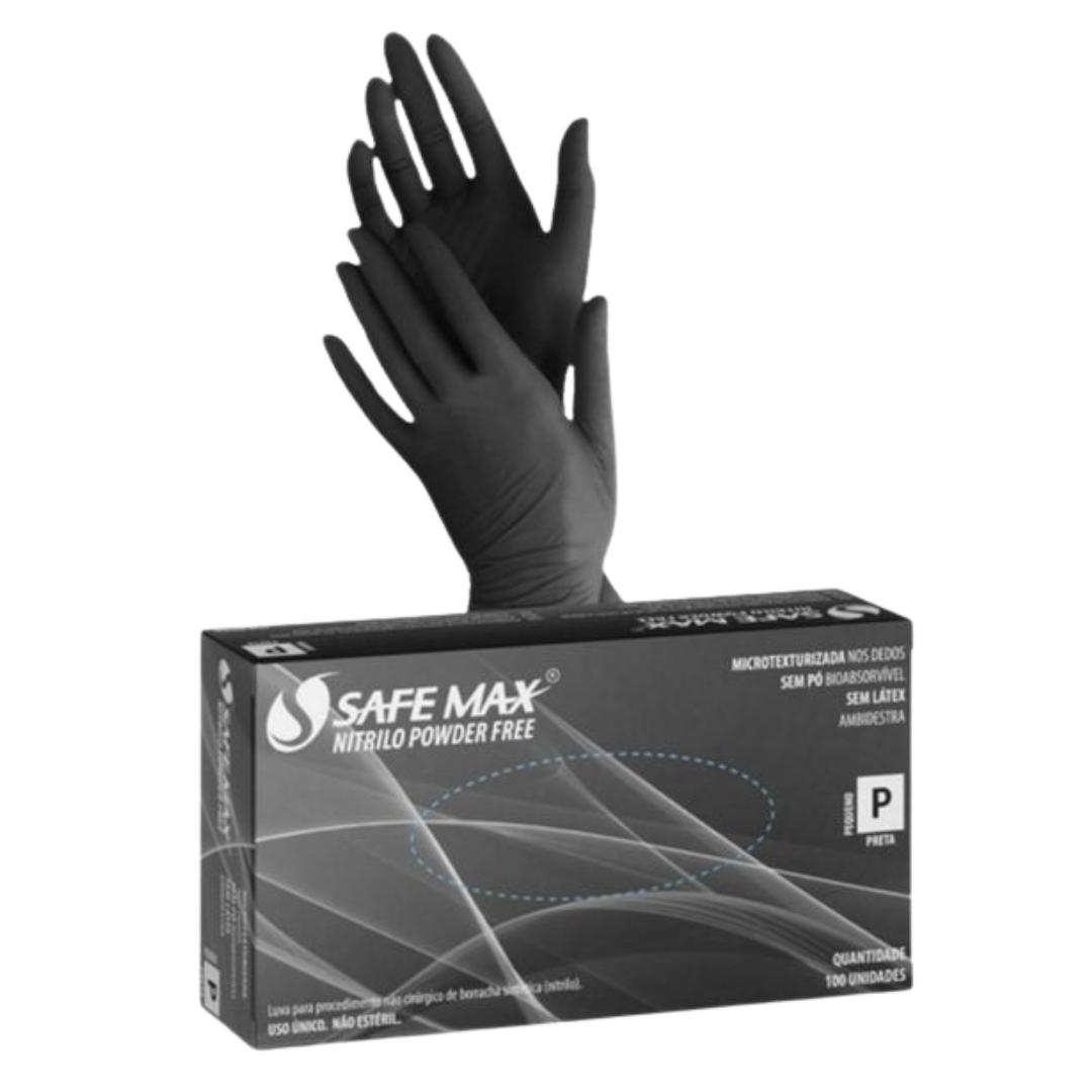 Luva Nitrílica Safe Max Preta Com 100 un - Imagem 4