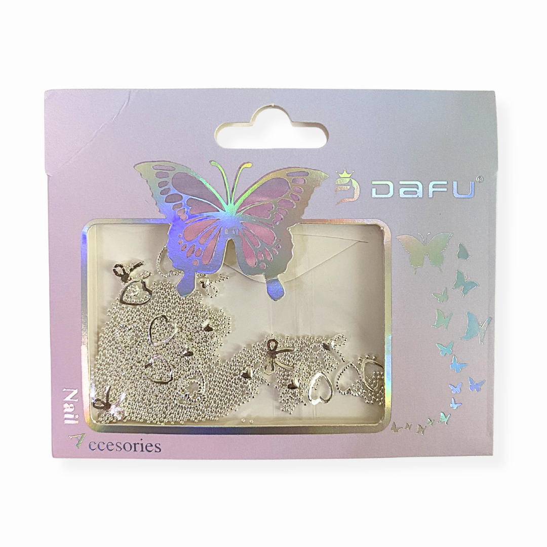 Decoração de Unhas Dafu Mix Caviar Laços e Coração - Imagem 3