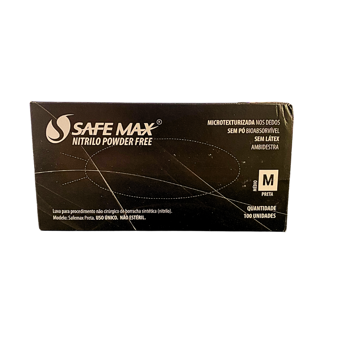 Luva Nitrílica Safe Max Preta Com 100 un - Imagem 2