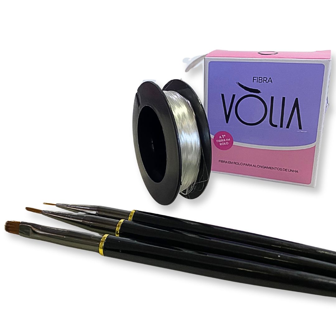 Kit Fibra Vólia 4m com Kit 3 Pinceis Fino e Lingua de Gato