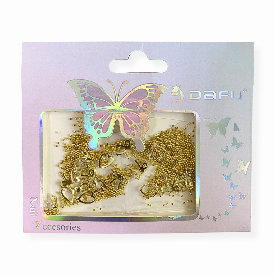 Decoração de Unhas Dafu Mix Caviar Laços e Coração - Imagem 2