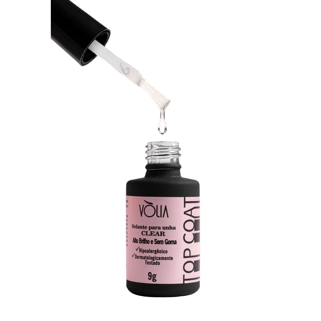Kit Top Coat Vólia Clear Frasco E Sachê Alto Brilho Selante - Imagem 3