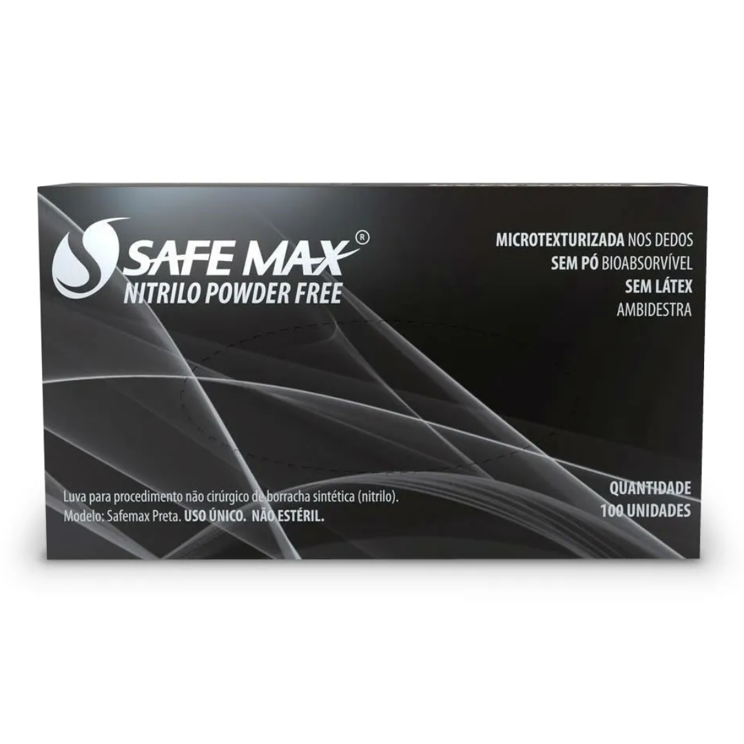 Luva Nitrílica Safe Max Preta Com 100 un - Imagem 3