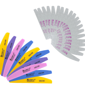 Kit 10 Lixas Polidoras e 20 Acrílicas Bumerangue Dafu 100/180