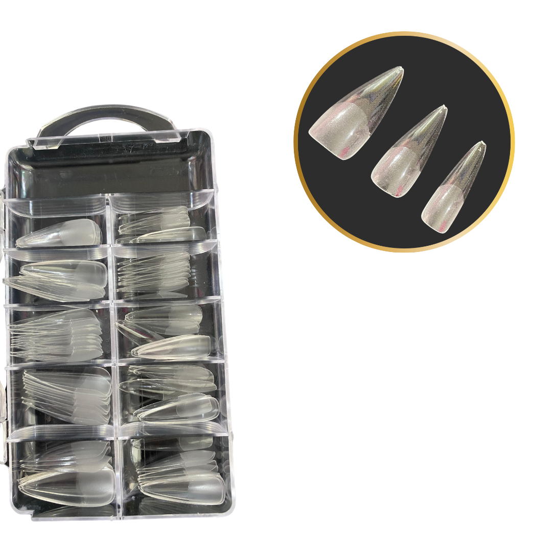 Kit Unha Postiça Estileto Semi Fosca 2 Caixas e 1 Cola Tek Bond - Imagem 2