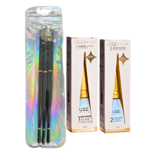 3 Pincéis Profissionais, Primer e Adesivador Kit Uze Nails