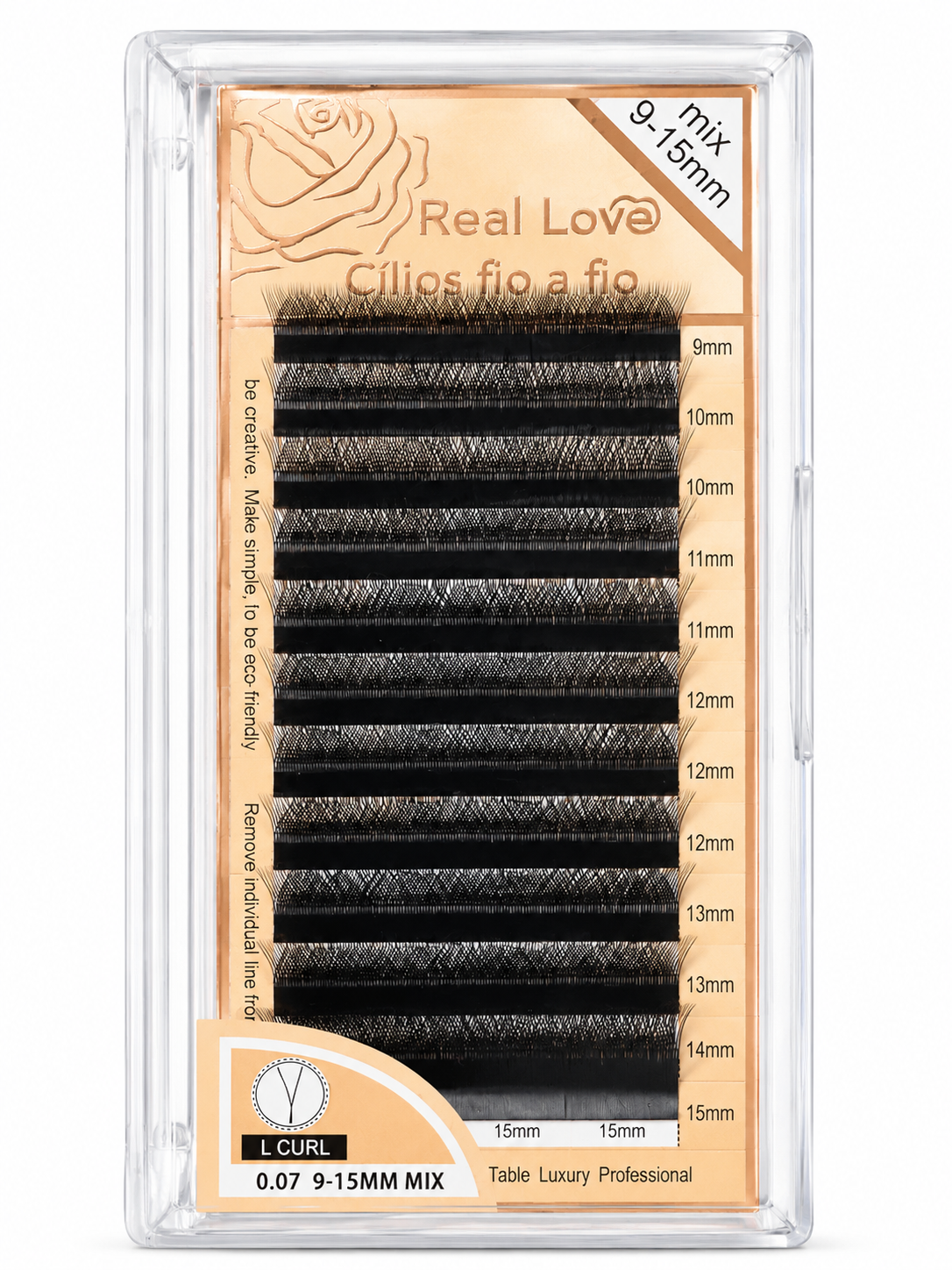 Cílios Real Love Y Curvatura L 0.07 9-15mm Mix