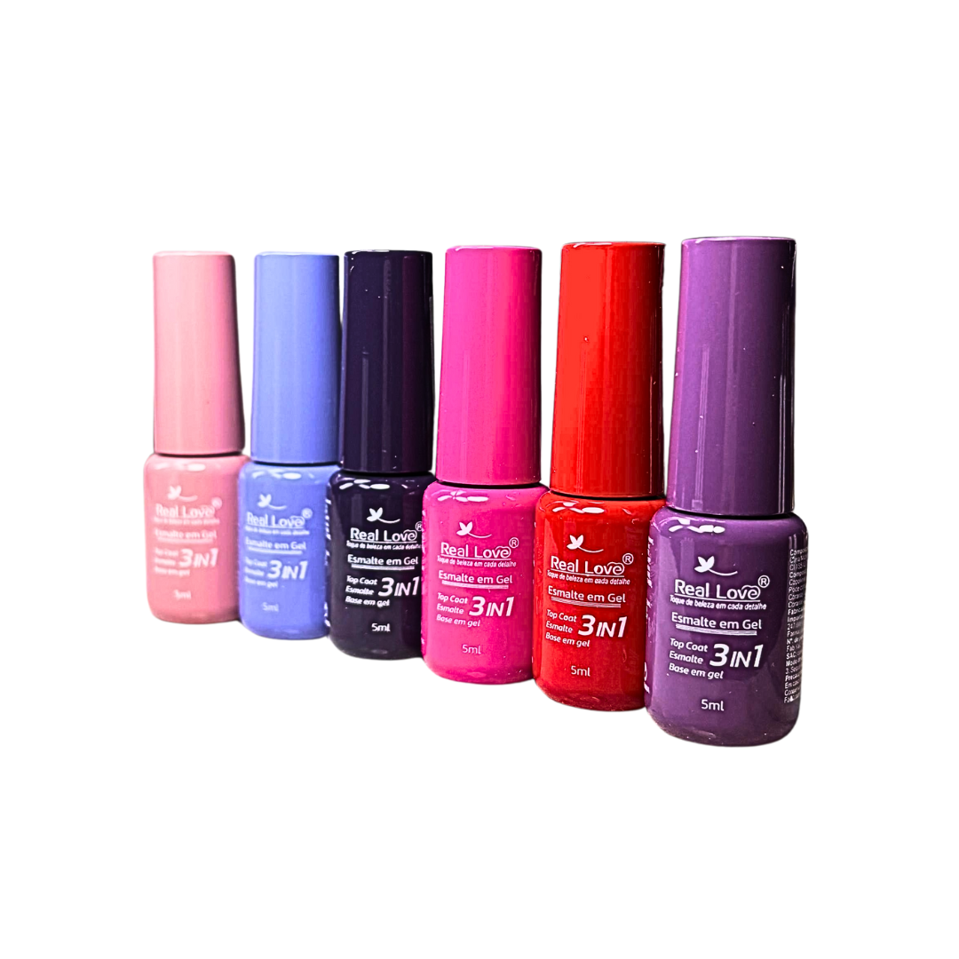 Esmalte em Gel Real Love Base Esmalte Top Coat 3in1 5ml - Imagem 8