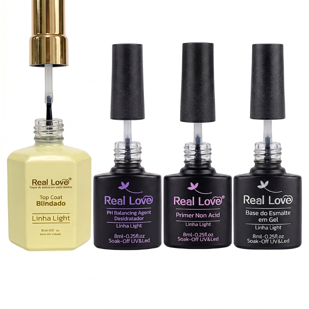 Kit Real Love Preparadores 8ml E Top Coat Blindado 15ml - Imagem 3