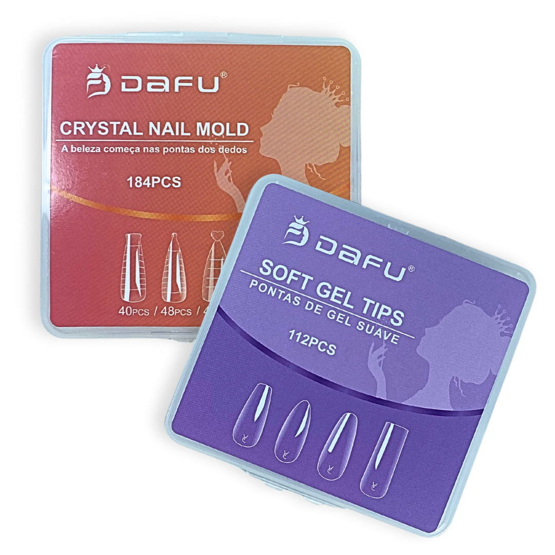 Kit Moldes Dafu Crystal Nail 184pcs E Soft Gel 112pcs