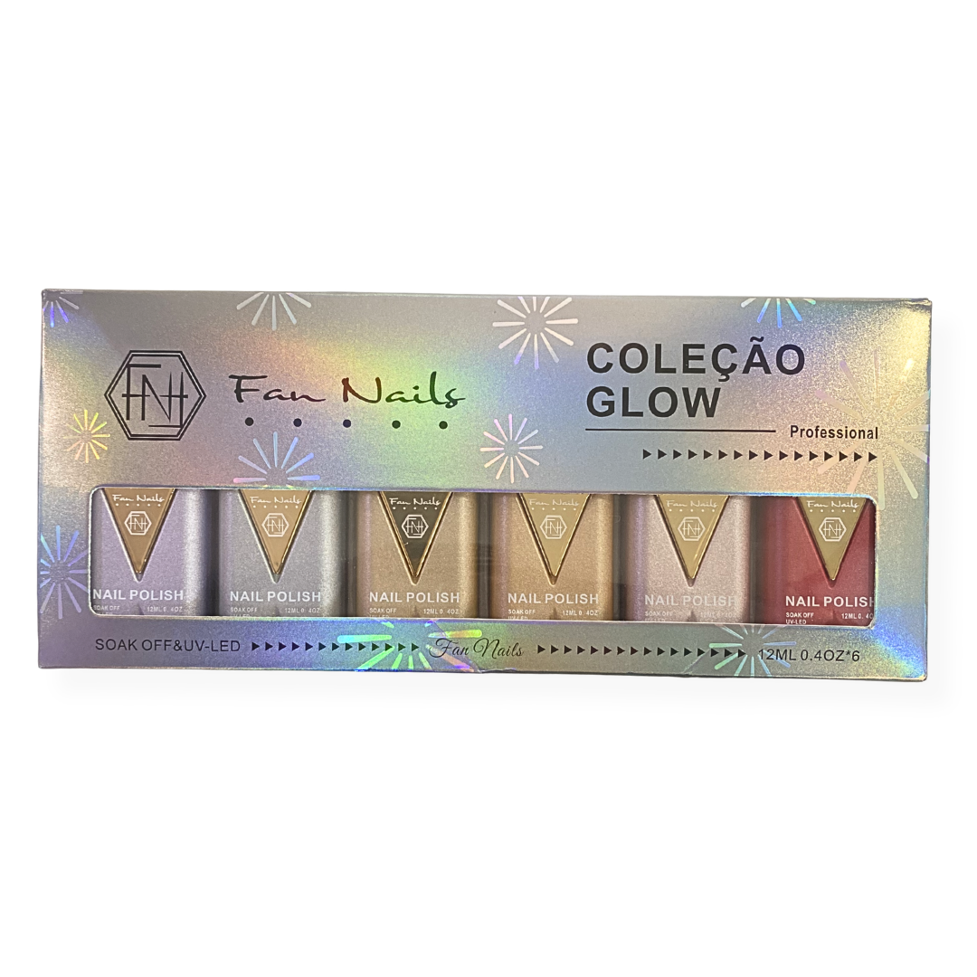 Kit 6 Esmaltes em Gel Coleção Glow 12ml Fan Nails - Imagem 3
