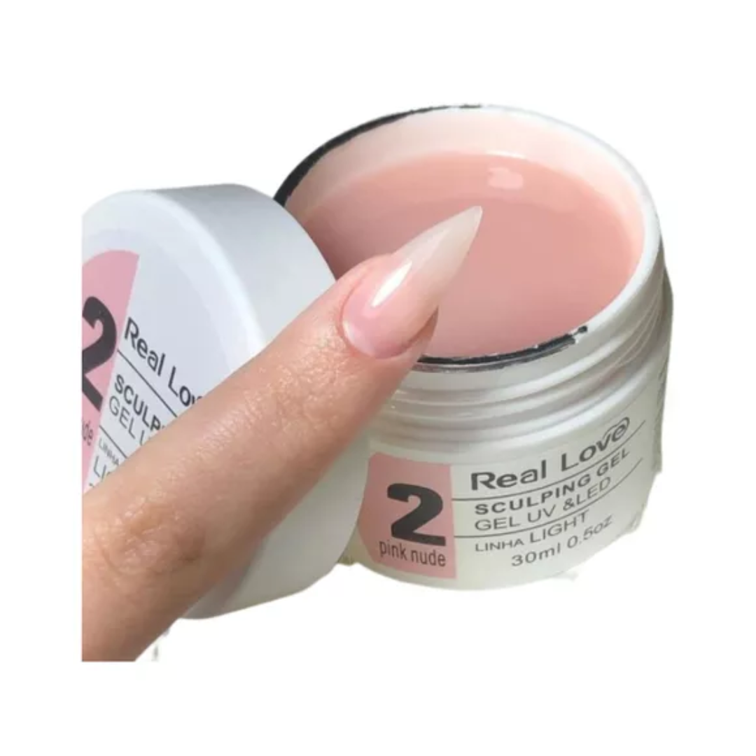 Kit Com 3 Géis Real Love 15ml Branco Transparente Pink nude - Imagem 2