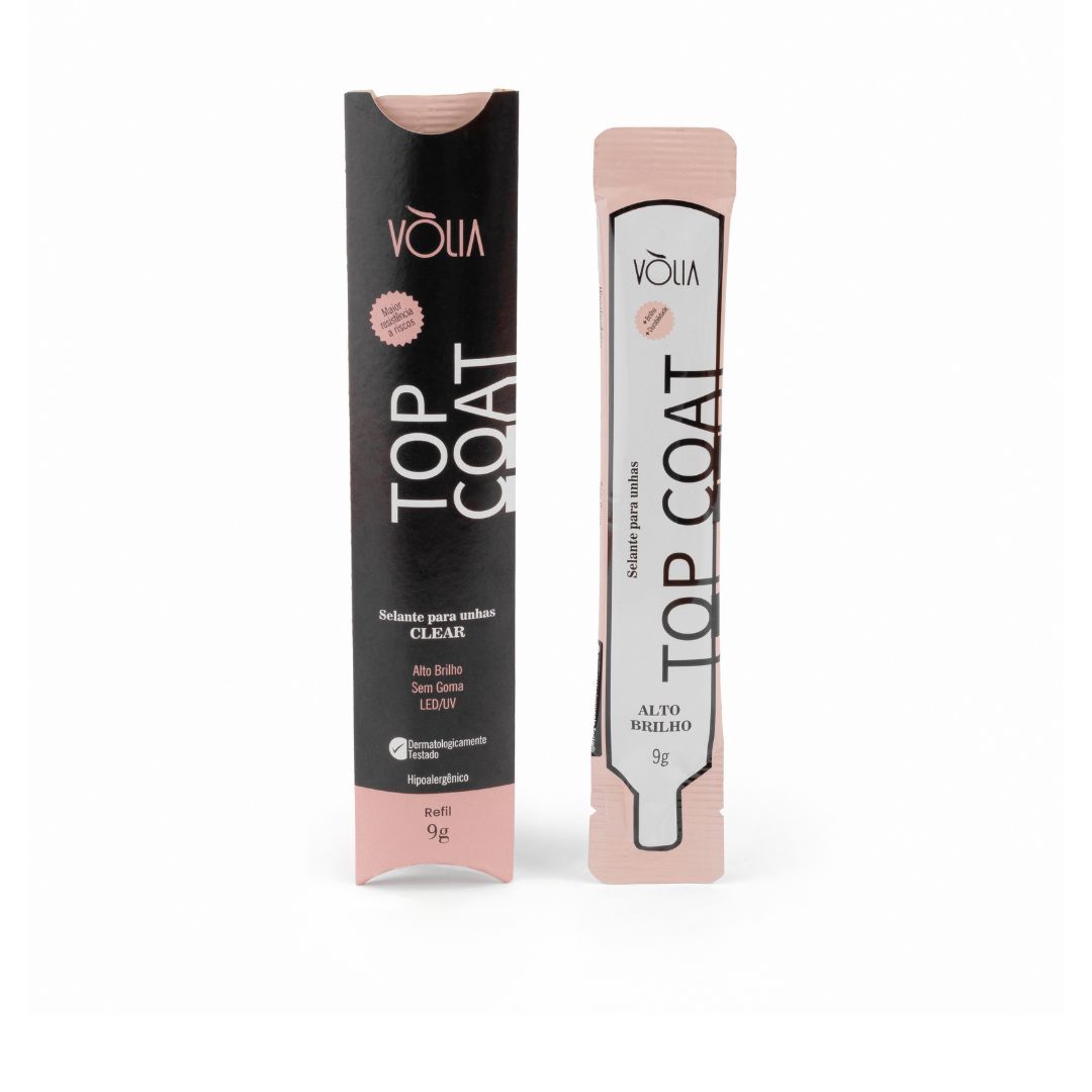Kit Top Coat Vólia Clear Frasco E Sachê Alto Brilho Selante - Imagem 2