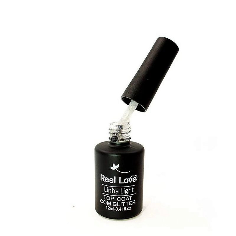 Top Coat com Glitter Prata Real Love 12ml - Imagem 2
